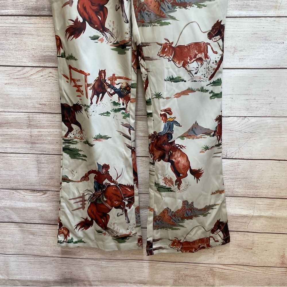 WESTERN COWBOY PRINT WIDE LEG PANTS - Picture 3 of 8